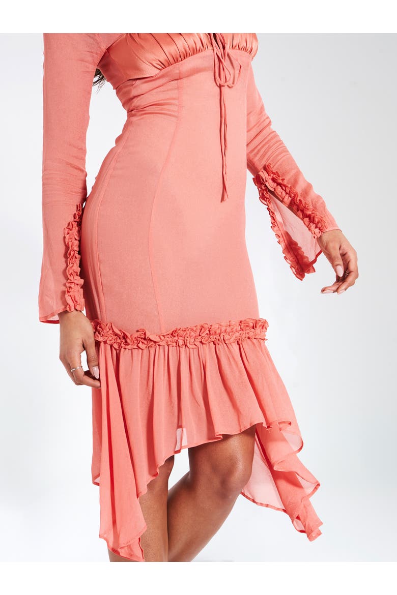 Fiorella Satin Rayon Midi Dress, Alternate, color, Rosy Mauve