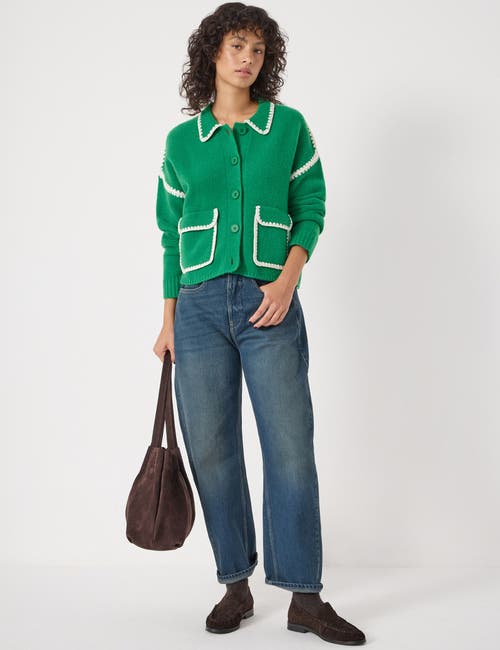 Hush Wool Blend Whipstitch Trim Shirt Jacket In Green