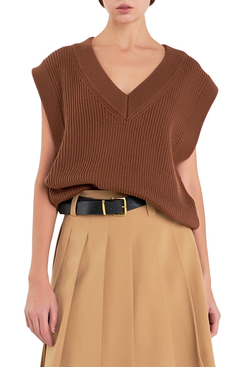 Throw On Sweater Vest, Main, color, CHOCOLATE