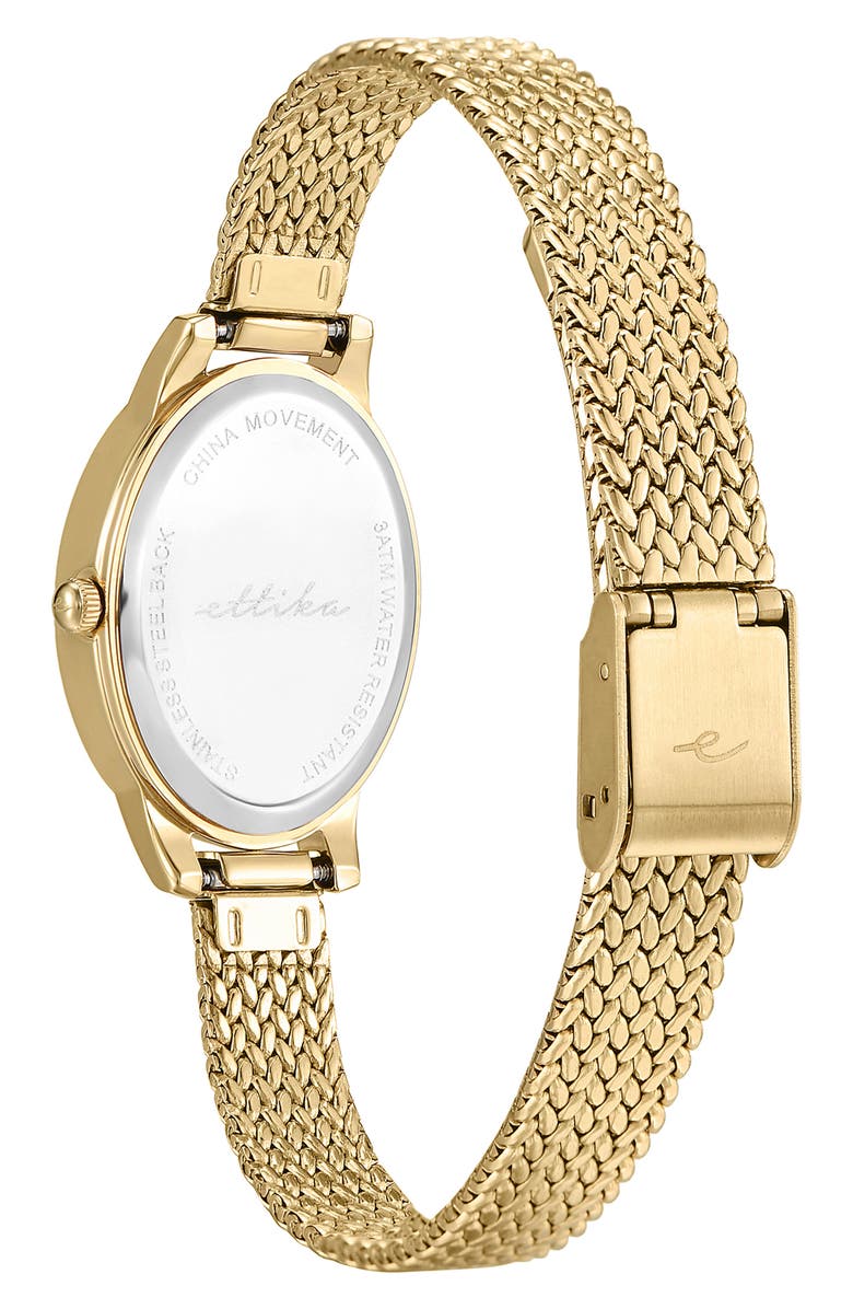 Ettika Oval Face Mesh Strap Watch, Alternate, color, Black And Gold