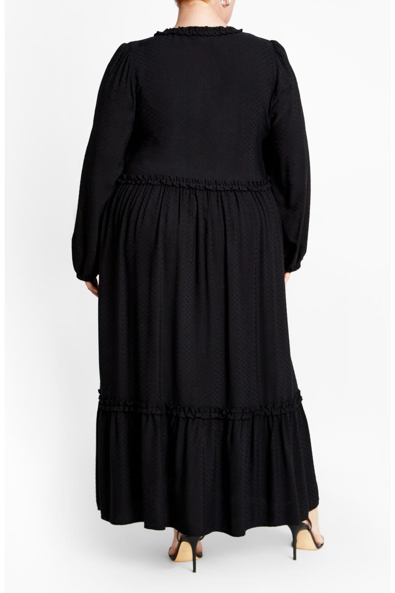 Journey Ruffle Long Sleeve Maxi Dress, Alternate, color, BLACK