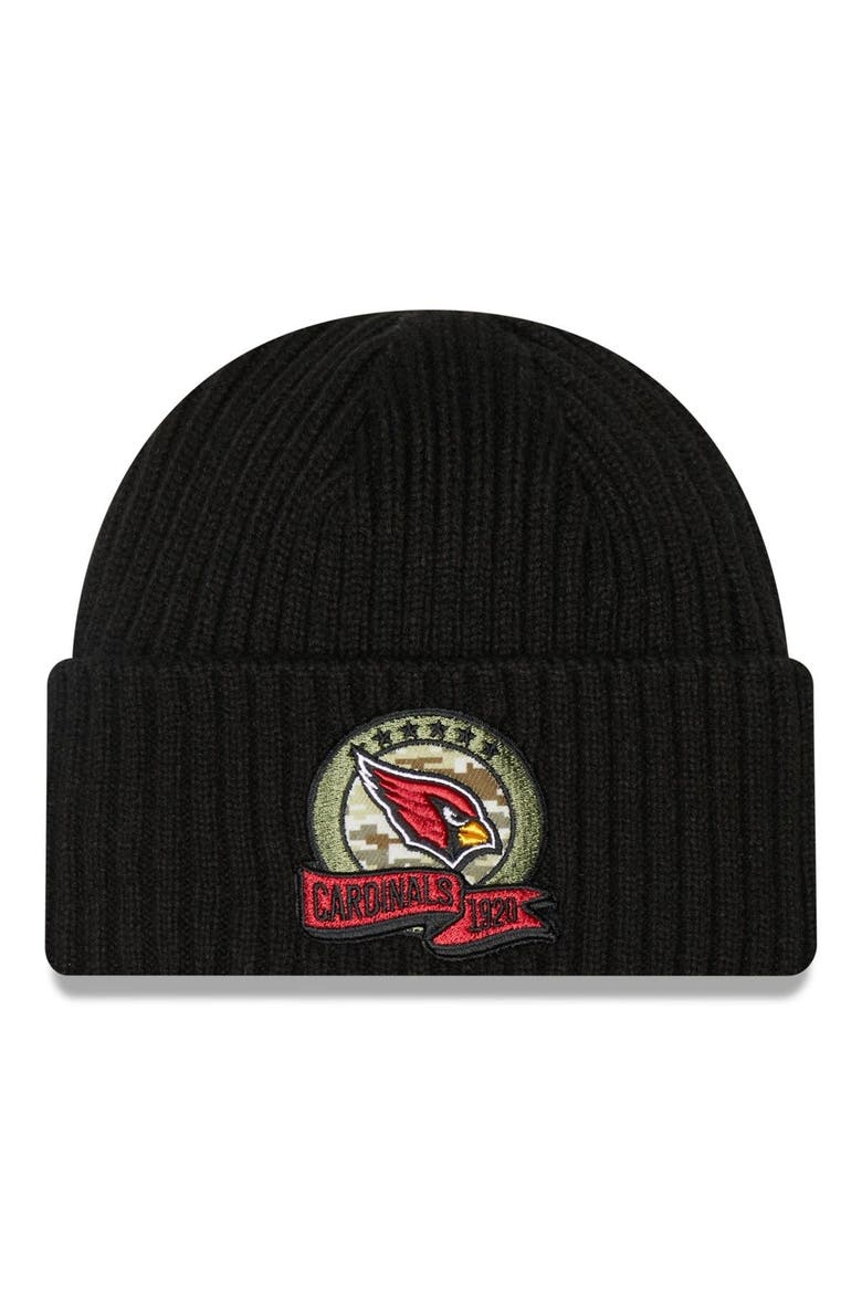 Men's New Era Black Arizona Cardinals 2022 Salute To Service Knit Hat, Main, color, Black