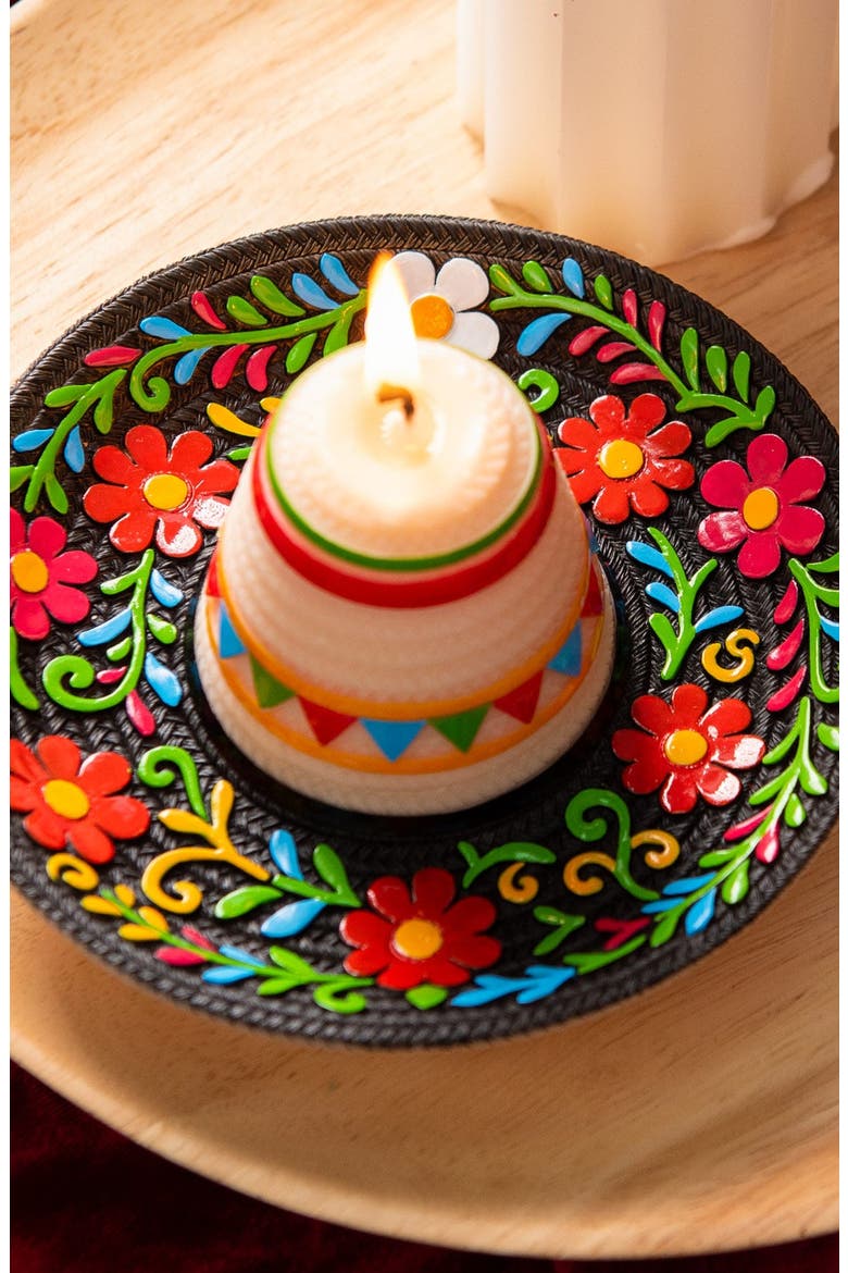 Fiesta Sombrero Candle, Alternate, color, Cream / Multi-Color