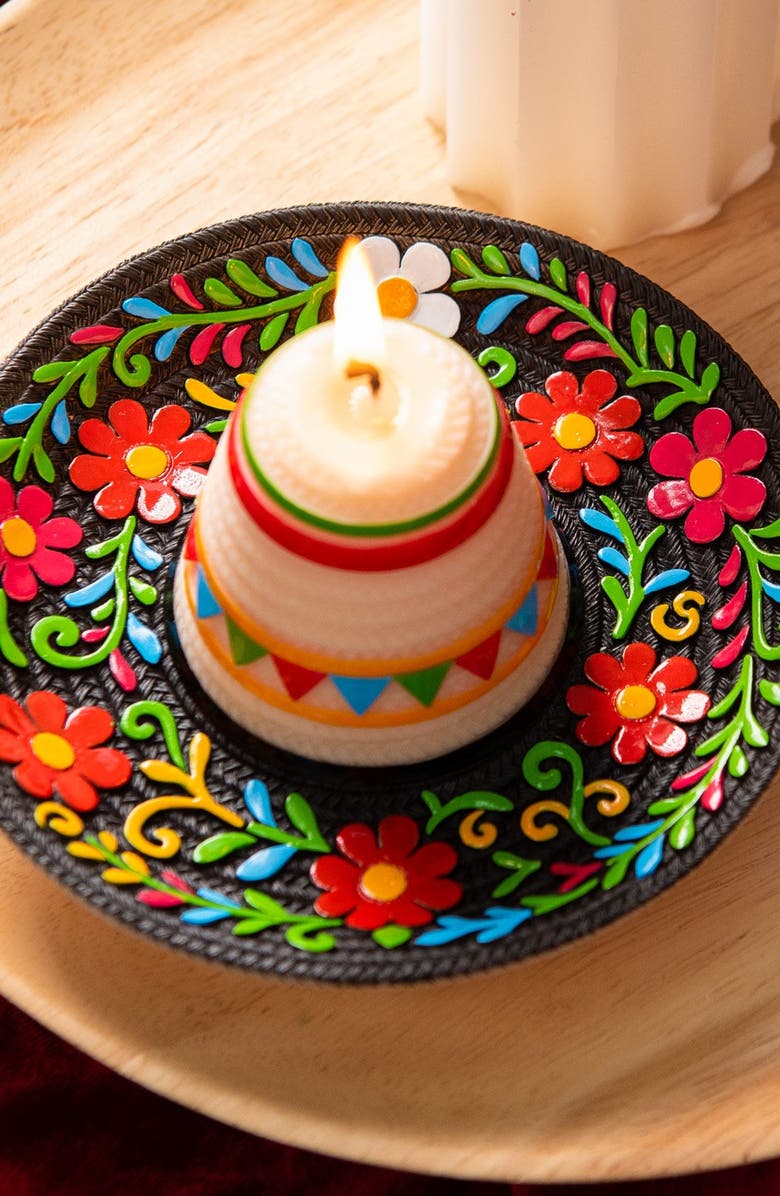 Southlake gifts Fiesta Sombrero Candle, Alternate, color, Cream / Multi-Color
