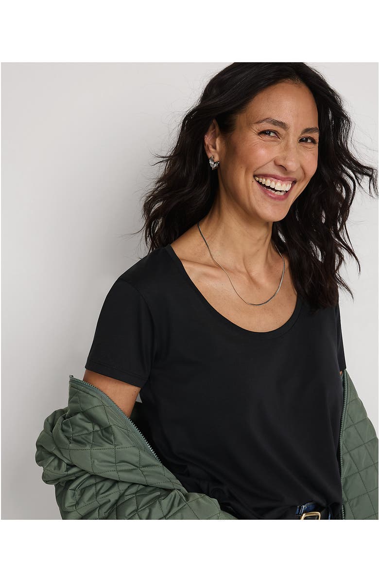 Lands' End Supima Cotton Short Sleeve Scoop Neck Tee, Alternate, color, Black