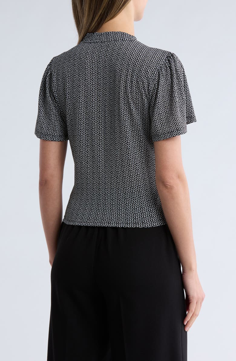 Adrianna Papell Ruched Tie Front Top, Alternate, color, Black/ Ivory Cloud Carnation