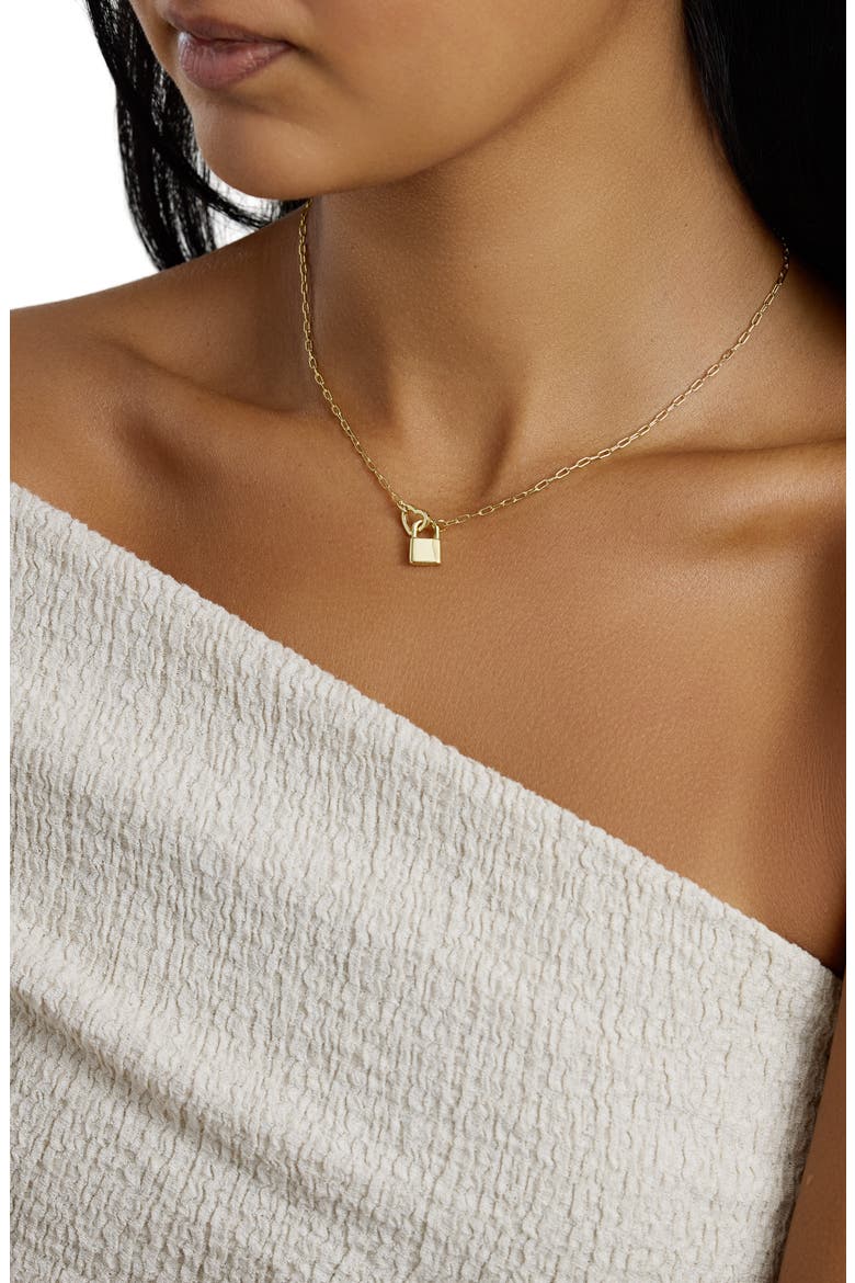 Modern Muse Heart Lock Link Necklace, Alternate, color, GOLD