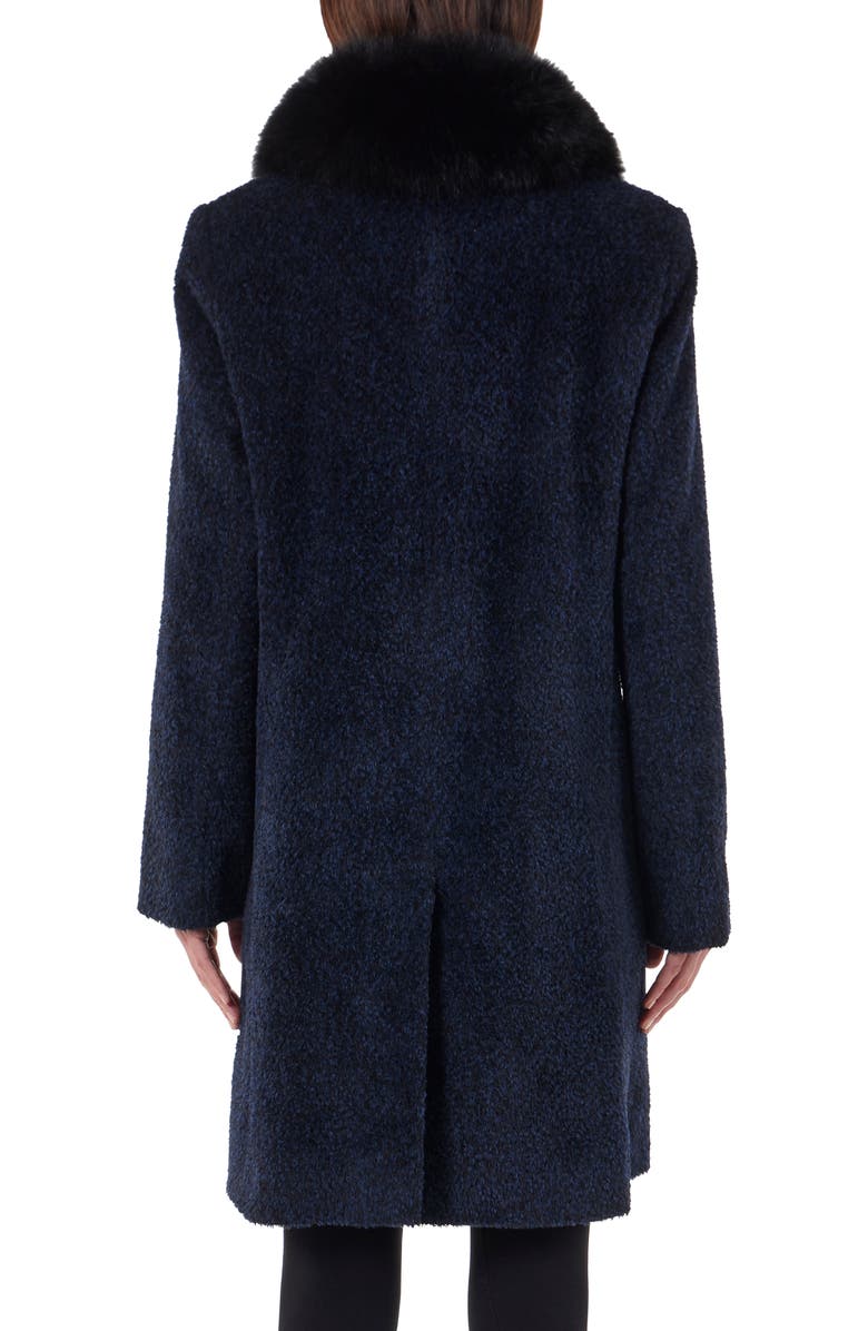 Sofia Cashmere Genuine Shearling Collar Wool & Alpaca Blend Bouclé Coat, Alternate, color,