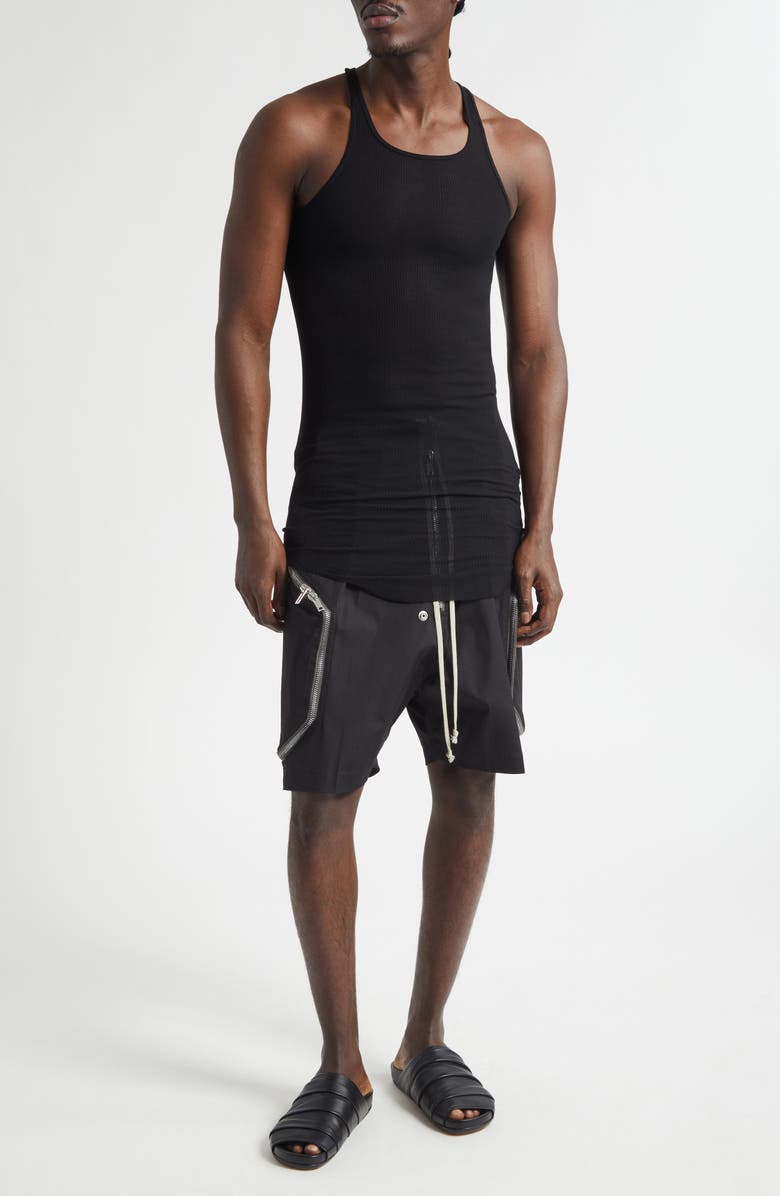 Rick Owens Basic Longline Cotton Rib Tank, Alternate, color, Black