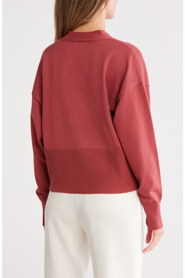 V-Neck Cardigan, Alternate, color, BRICK