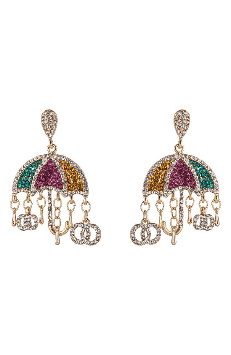 EYE CANDY LOS ANGELES Under My Umbrella CZ Drop Earrings, Main, color, Gold