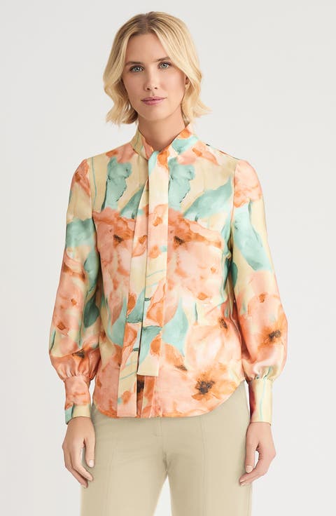 Floral Printed Crepe de Chine Blouse