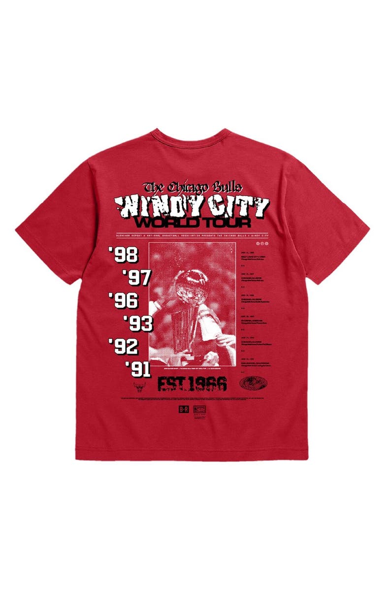 BLEACHER REPORT Unisex Bleacher Report x Mitchell & Ness Red Chicago Bulls World Tour T-Shirt, Alternate, color, Red