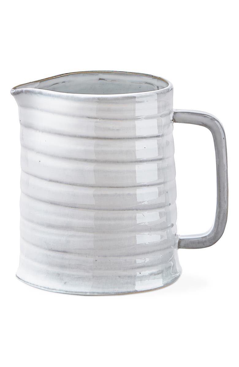 tag Farmhouse Stoneware Milk Pitcher, Main, color, White