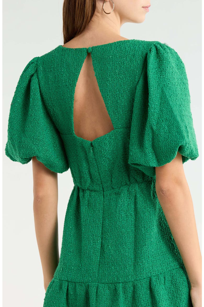 Trista Tweed Tiered Minidress, Alternate, color, KELLY-GREEN