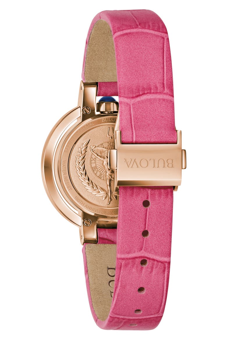 Rubaiyat Sapphire Leather Strap Watch, 30mm, Alternate, color, ROSE GOLD-TONE