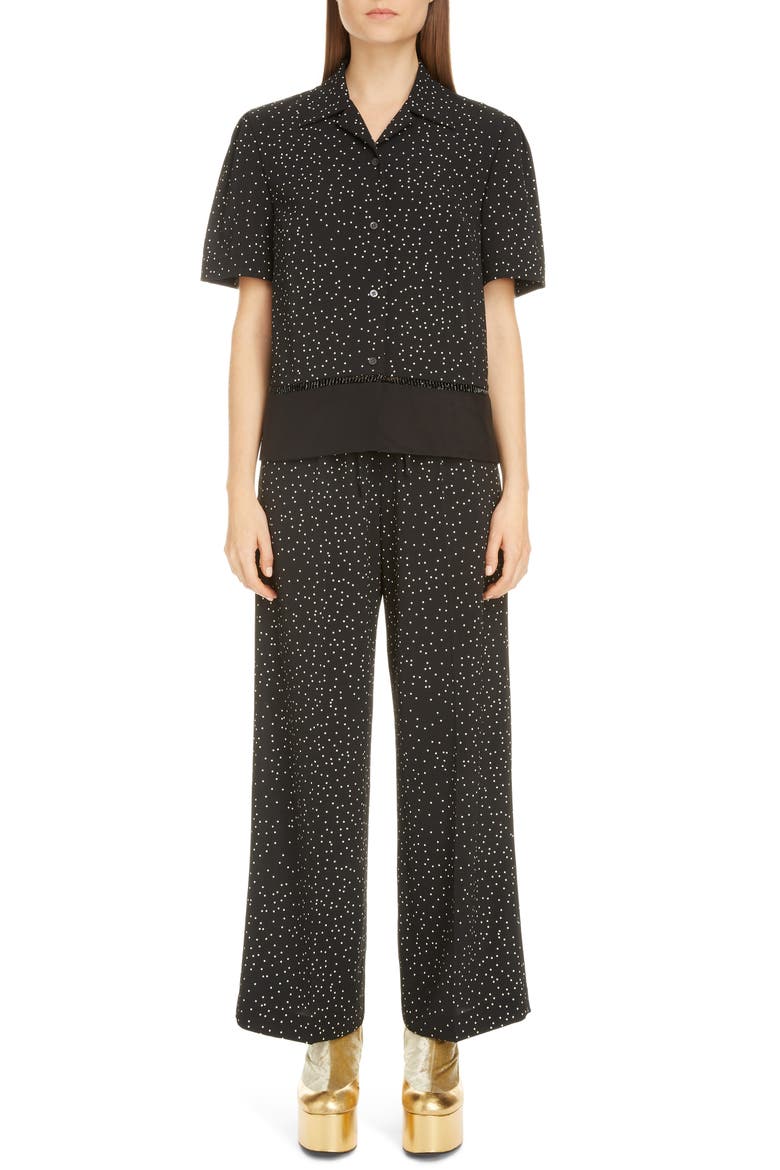 Cabo Dot Lace Inset Shirt, Alternate, color, BLACK