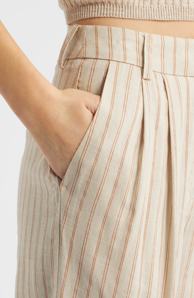 Topshop Stripe Wide Leg Pants, Alternate, color, Cream