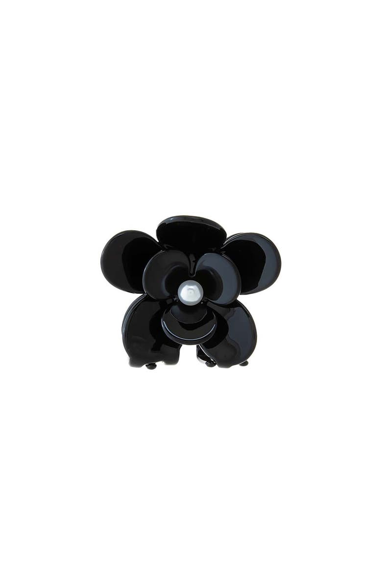 BY ADINA EDEN Flower Petaled Pearl Claw Clip, Main, color, Black