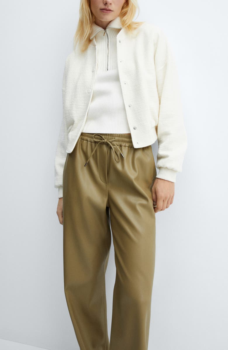 MANGO Pull-On Relaxed Faux Leather Pants, Alternate, color,
