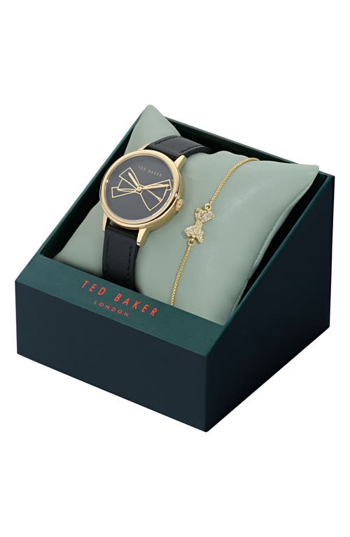 Ted Baker Phylipa Leather Strap Watch & Bracelet Set, 36mm In Black