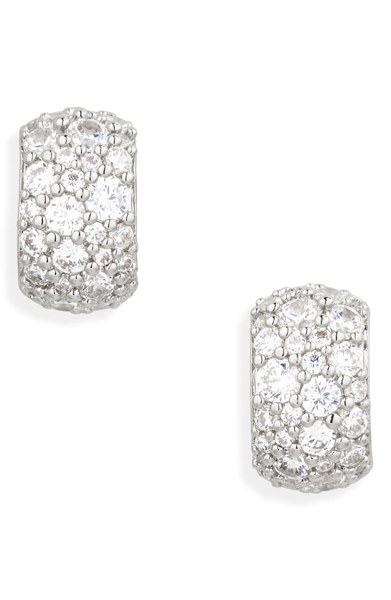 Nadri The Perfect Gift Crushed Pave Stud Earrings, Main, color, Rhodium