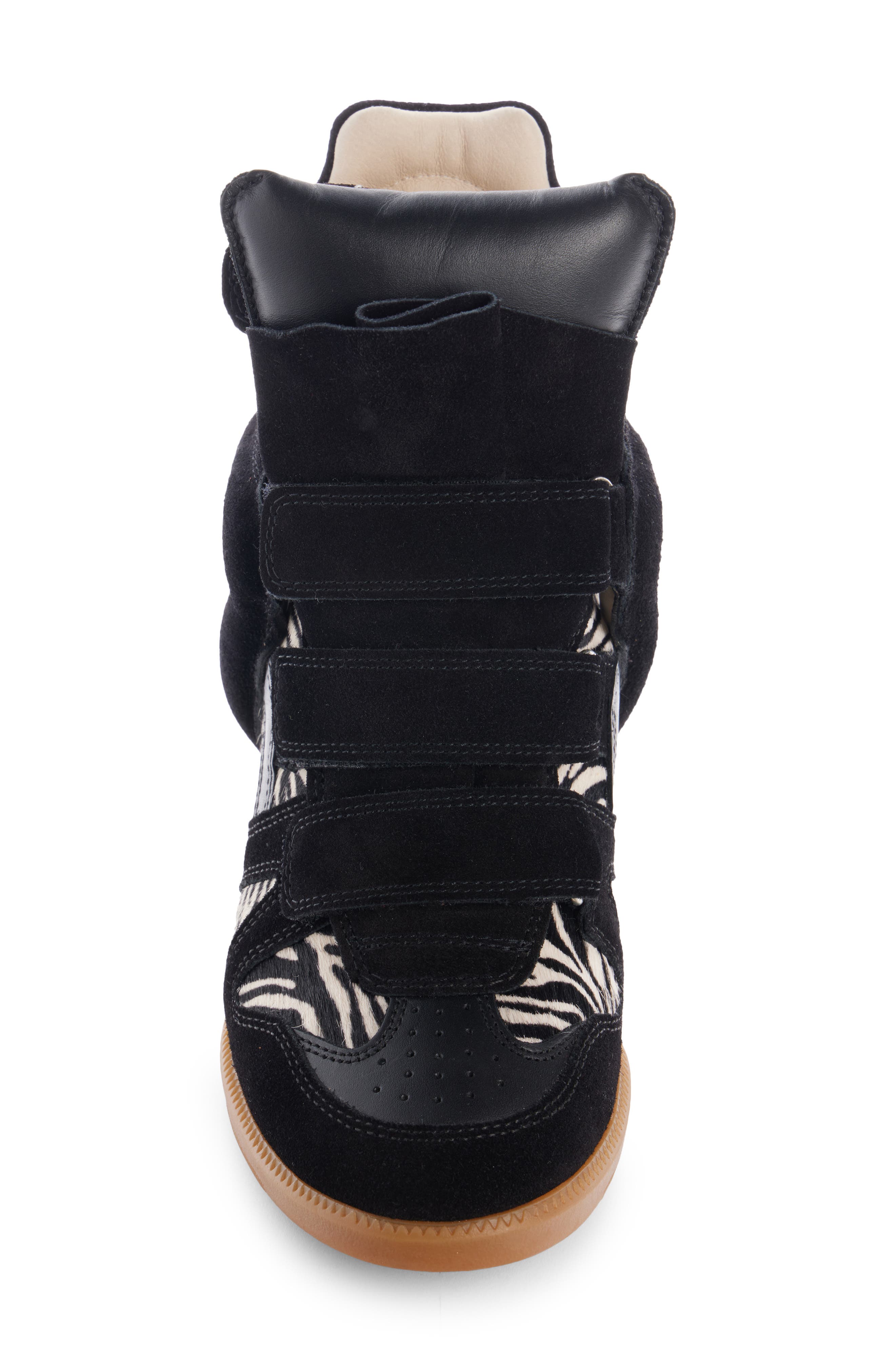 Bekett High Top Wedge Sneaker, Alternate, color, BLACK/ ZEBRA