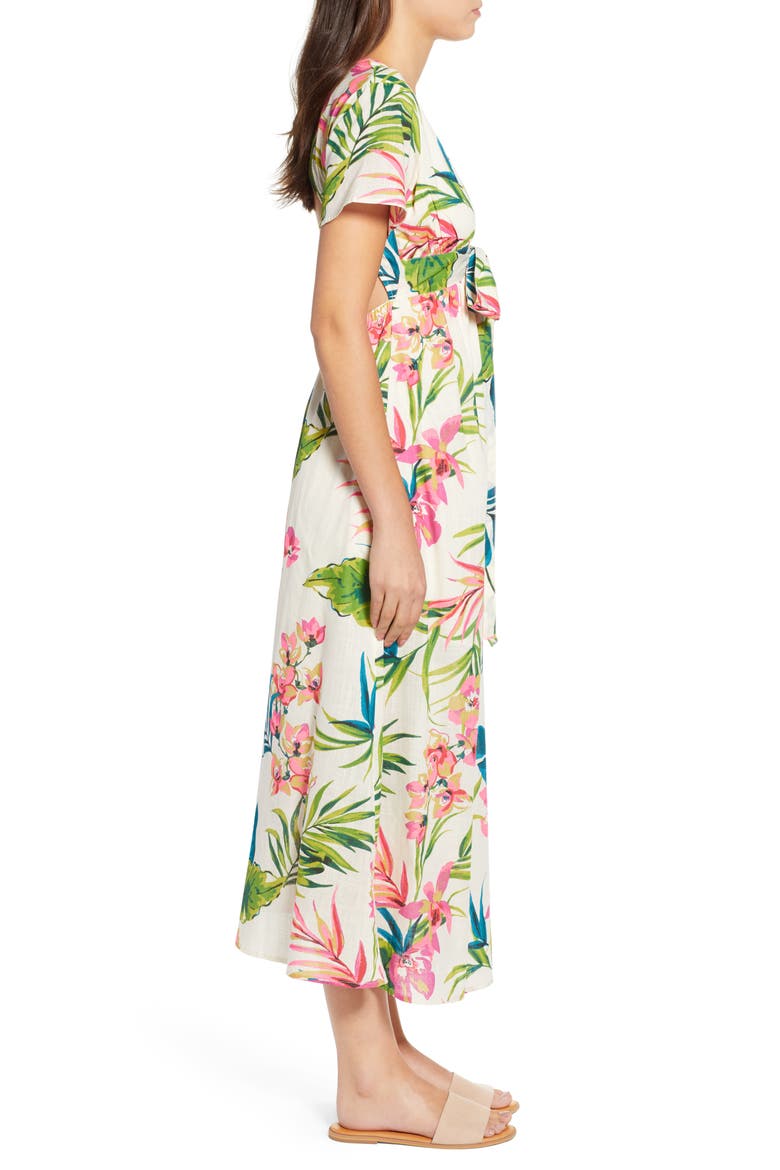 Rolling Seas Print Midi Dress, Alternate, color, WHITE CAP