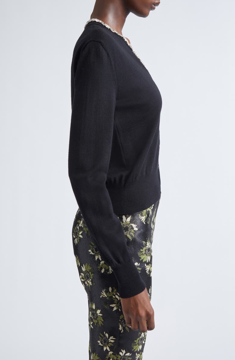 McQueen Crystal Stencil Wool Cardigan, Alternate, color, Black/ Crystal