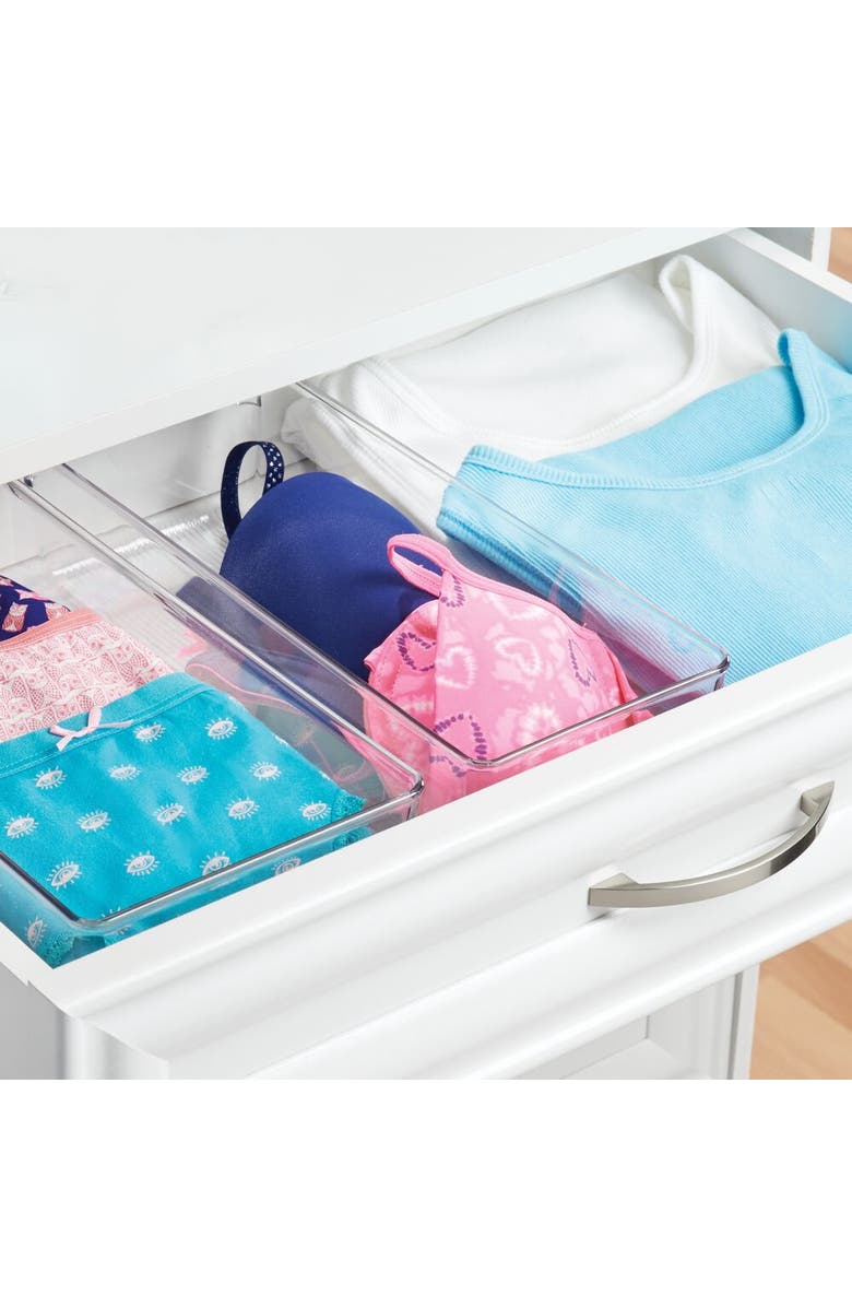 iDesign Plastic Dresser Drawer Organizer for Bedroom - Set of 3 - Clear, Alternate, color, Clear