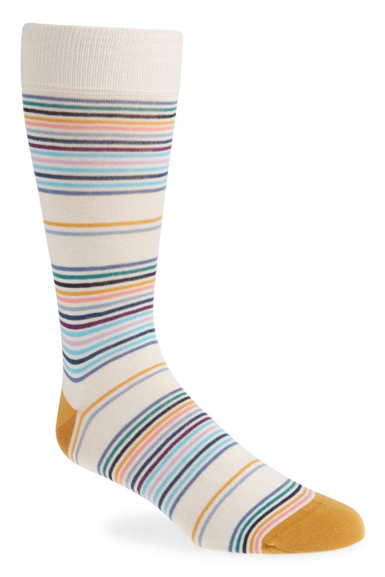 Elton Stripe Crew Socks, Main, color, OFF WHITE/ BLUE