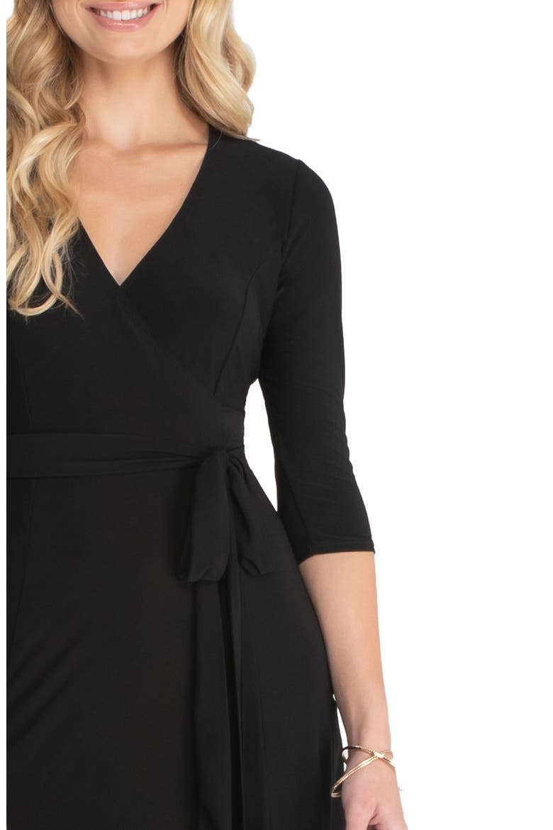 Essential Midi Wrap Dress, Alternate, color, BLACK NOIR