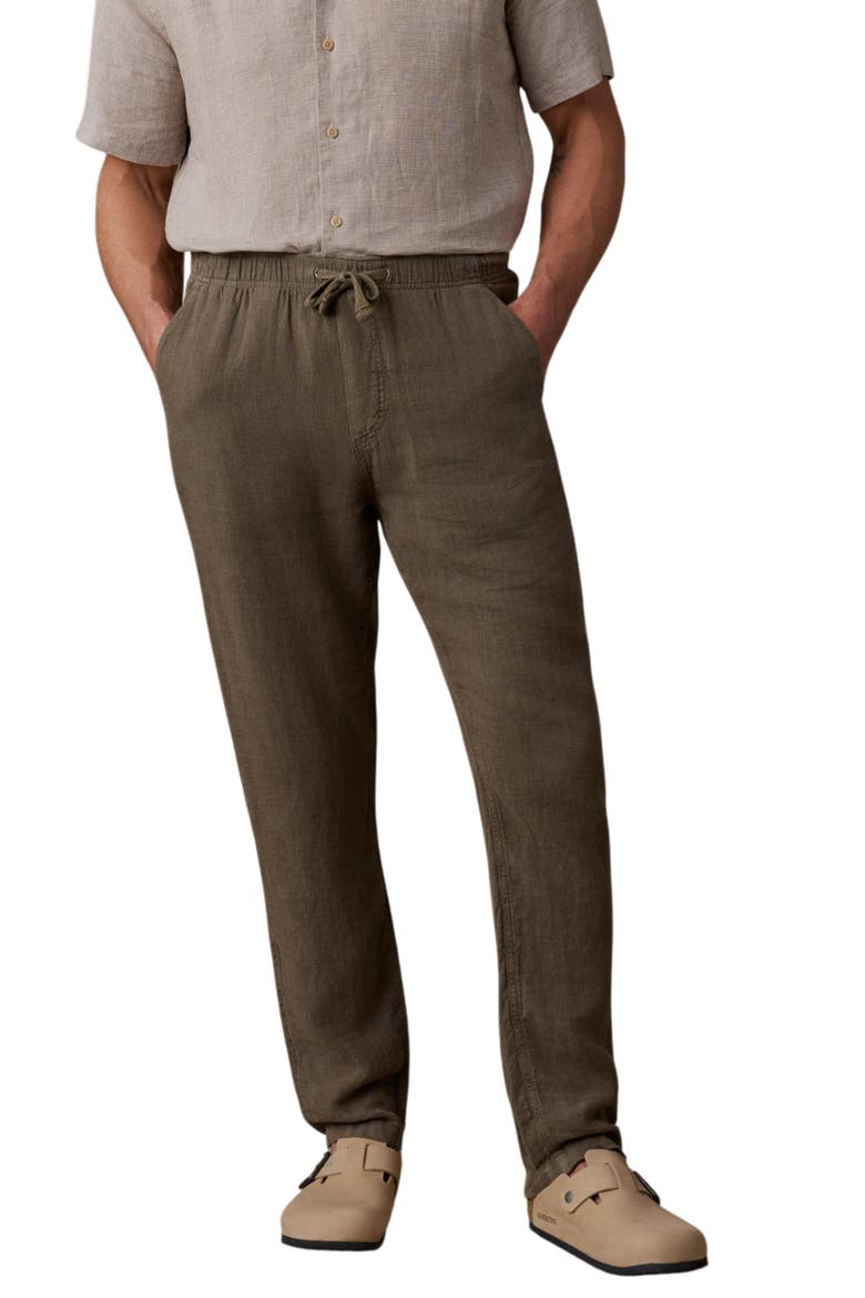 Linen Drawstring Pants, Main, color, DARK PALM