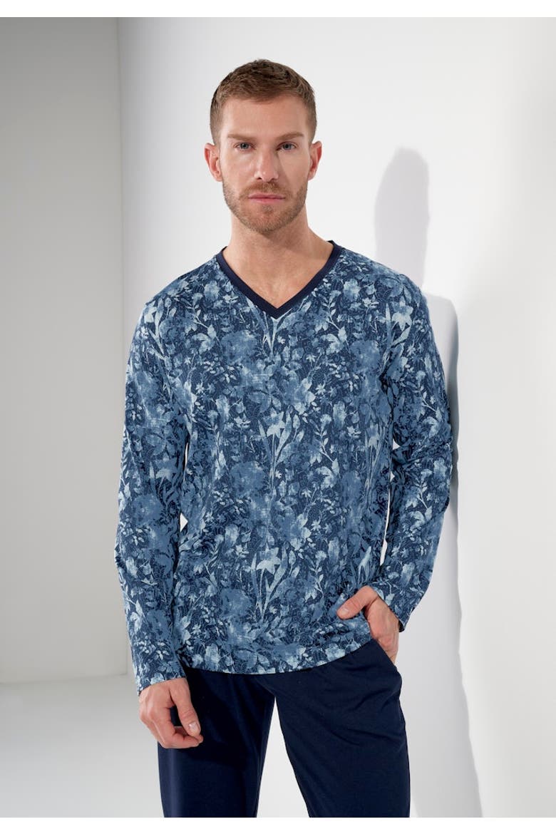 Compiegne Long Pajama Set, Alternate, color, Navy Print