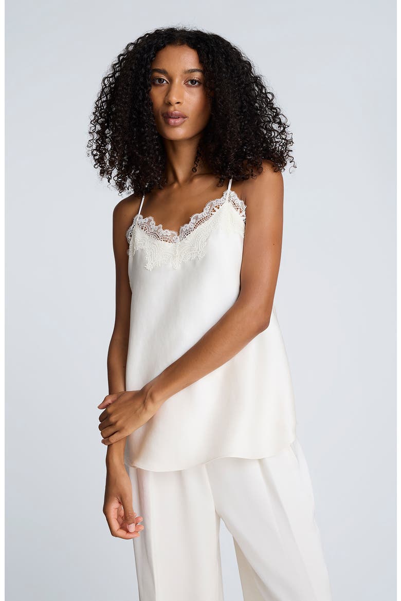 Lace Trim Satin Camisole, Alternate, color, OYSTER