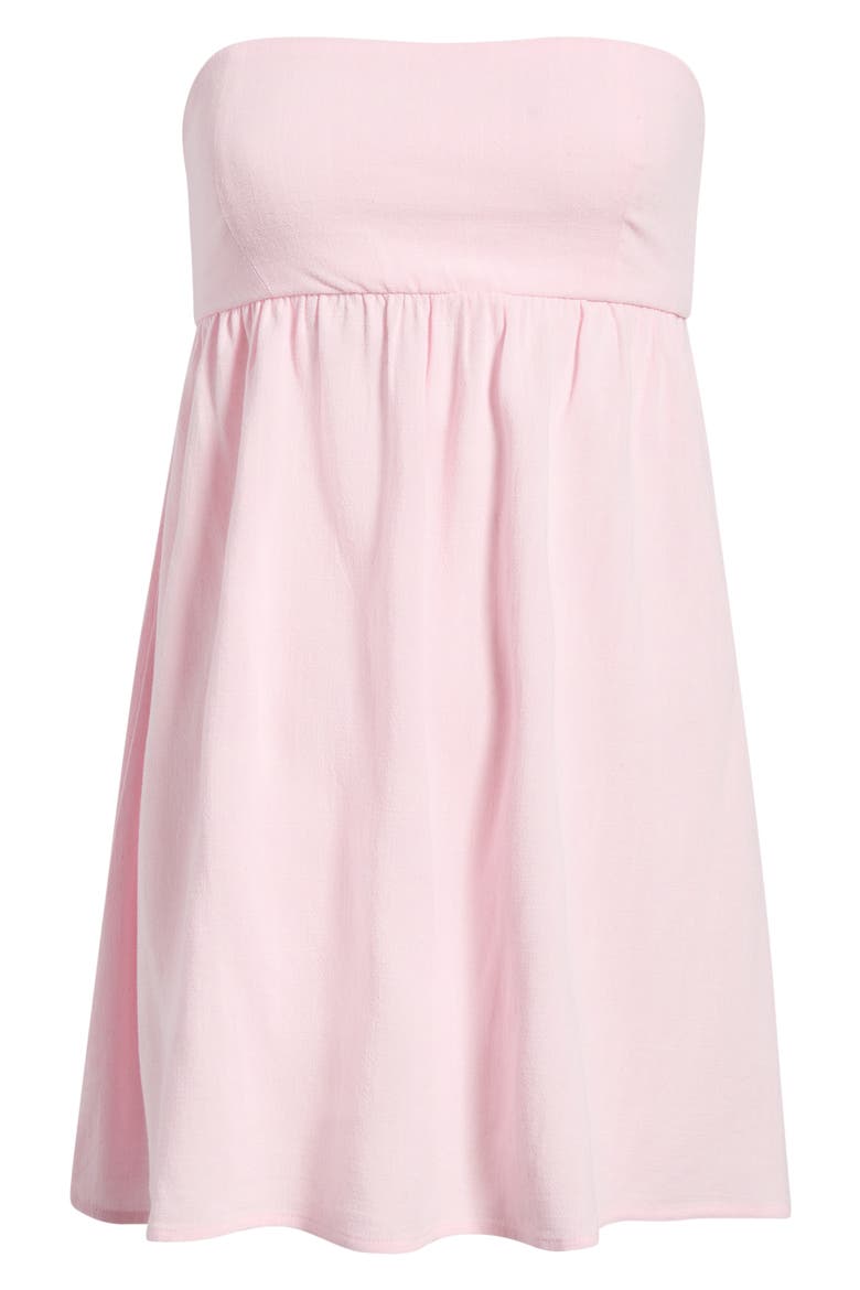 Tie Back Strapless Babydoll Dress, Alternate, color, LIGHT PINK