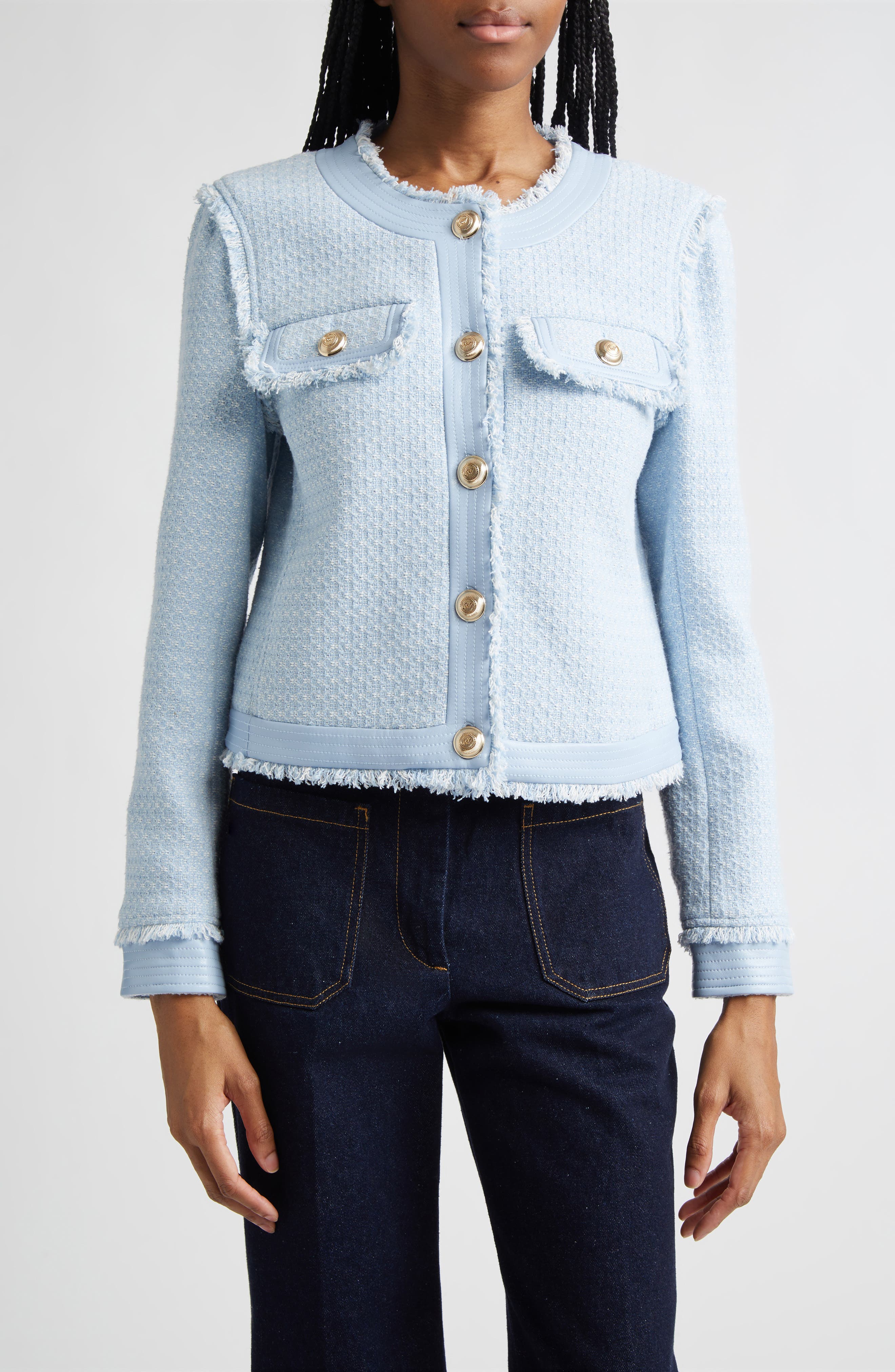Deva Cotton Blend Birdseye Tweed Jacket