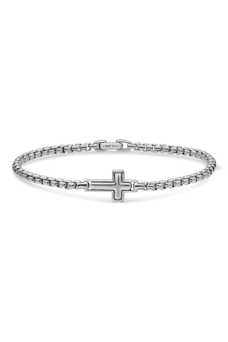 Men's Cross Station Bracelet in Sterling Silver, 3.6mm, Main, color, SILVER