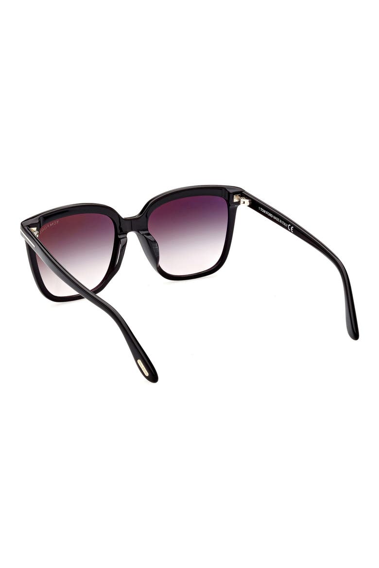 55mm Butterfly Sunglasses, Alternate, color, SHINY BLACK / GRADIENT SMOKE