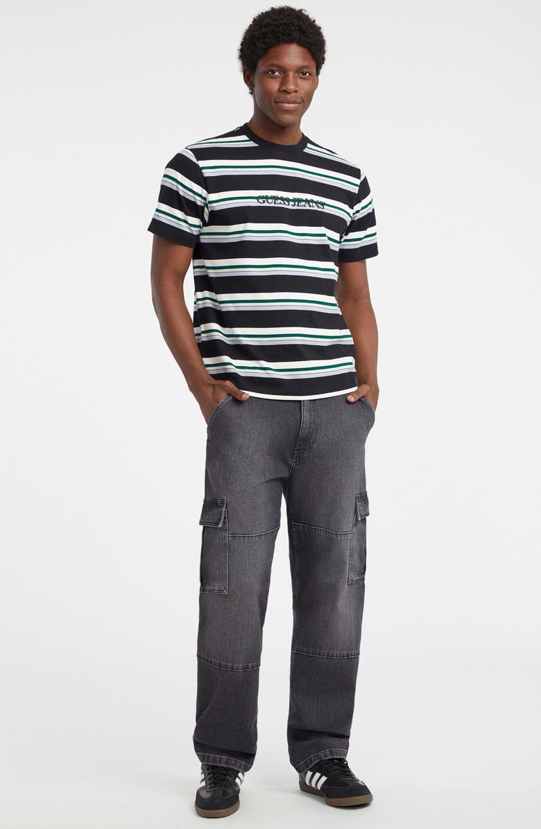 GUESS JEANS Embroidered Logo Stripe Organic Cotton T-Shirt, Alternate, color, 