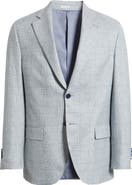 Peter Millar Hartford Classic Fit Light Blue Glen Check Wool Sport Coat