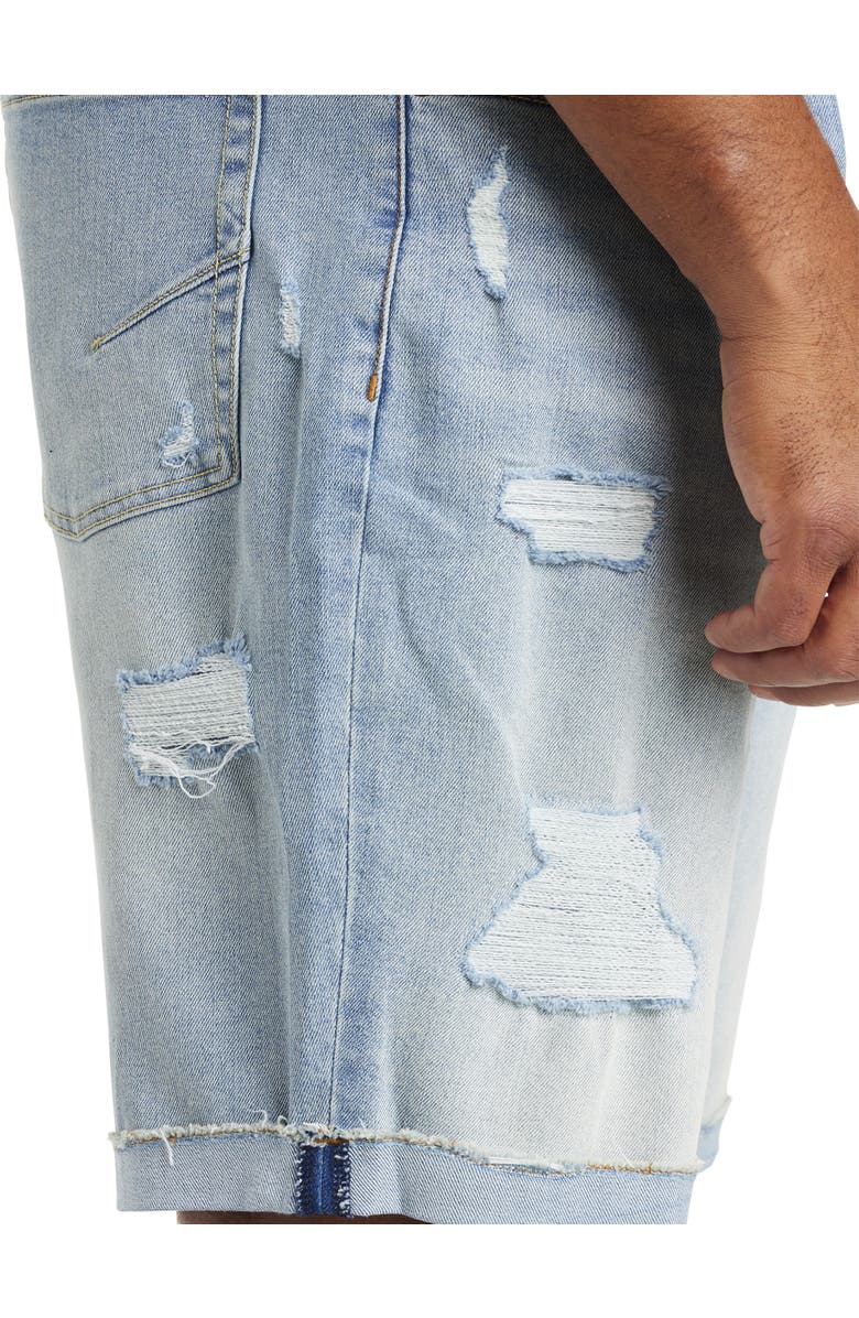 True Nation by DXL Big & Tall Athletic-Fit Destructed Denim Shorts, Alternate, color,