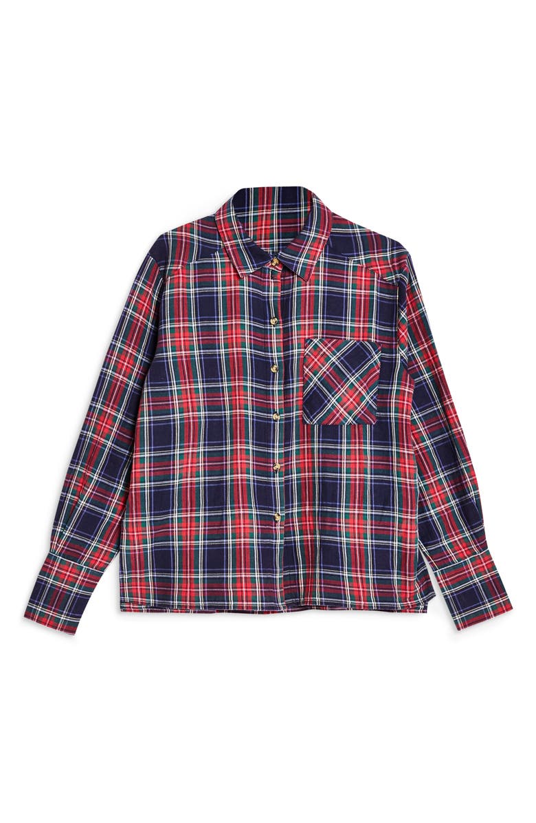 Topshop Pacey Washed Check Plaid Shirt, Alternate, color, 
