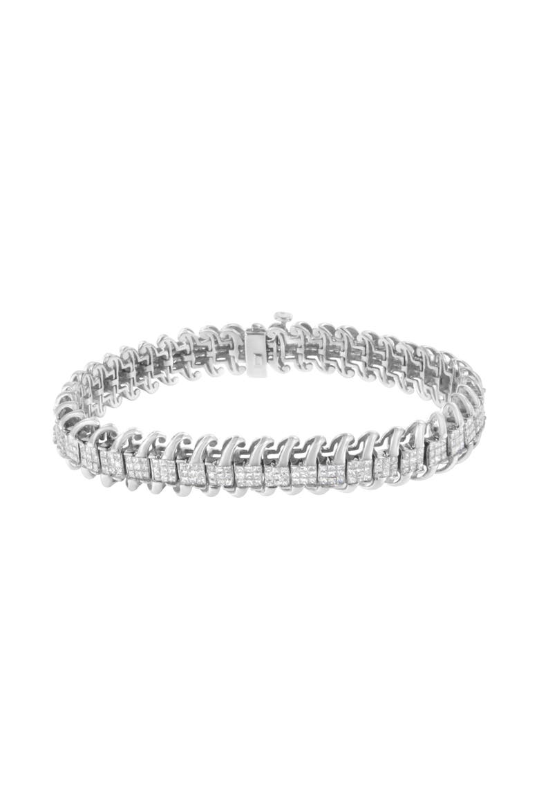 14K White Gold 5.0 Cttw Diamond  Wavy S-Link Tennis Bracelet, Alternate, color, White
