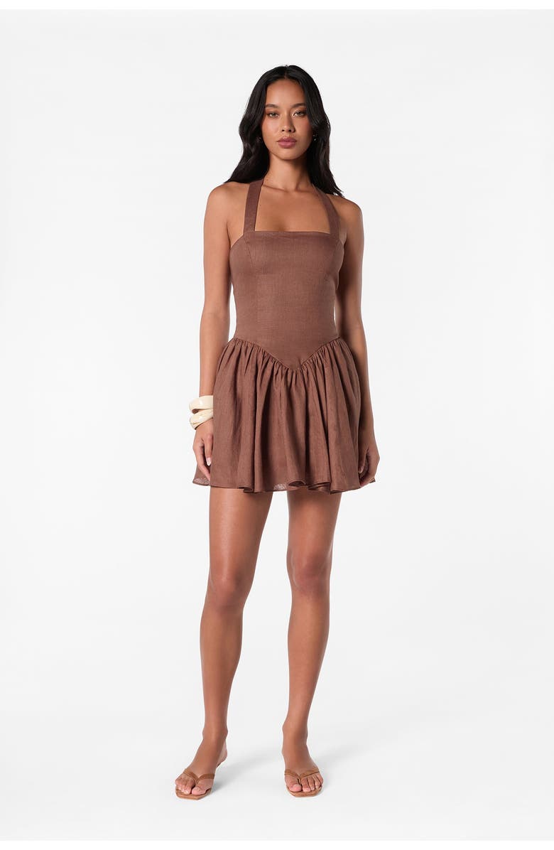 NICHOLAS Amalie Linen Dress, Main, color, Mocha