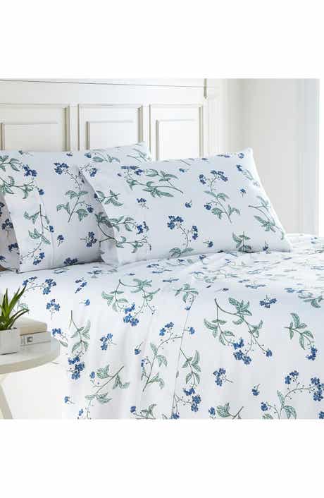 SOUTHSHORE FINE LINENS Myosotis Scorpioides 300 TC Long Staple Sateen Cotton Sheet Set