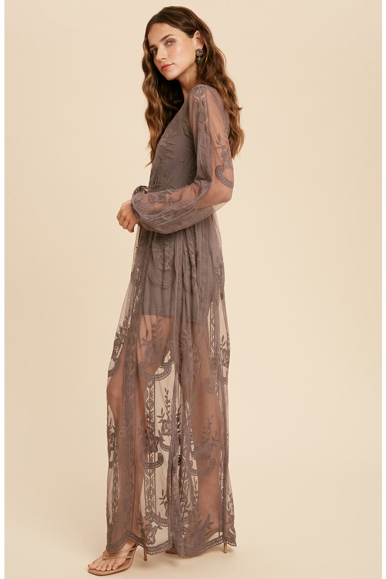 Floral Embroidered Long Sleeve Maxi Dress, Alternate, color, MIDNIGHT