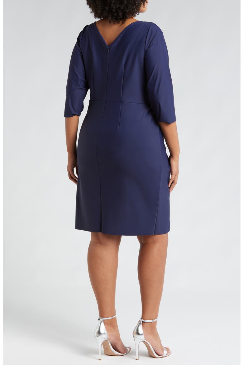 Pleated Sheath Cocktail Dress, Alternate, color, NAVY