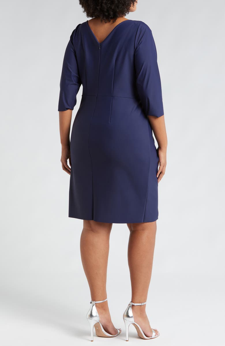 Alex Evenings Pleated Sheath Cocktail Dress, Alternate, color, Navy