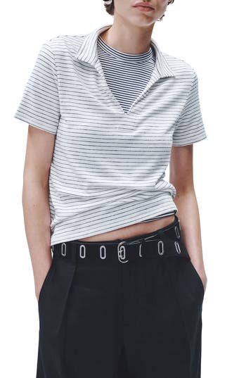 Shop Rag & Bone Stripe Polo Shirt In Ivrystripe